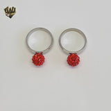 (4-0032) Stainless Steel - Stone Red Ring.