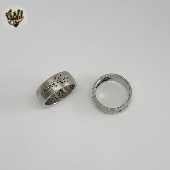 (4-0030) Stainless Steel - Carved Ring.