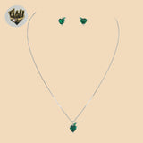 (2-6779) 925 Sterling Silver - 1mm Heart Zircon Set - 16"