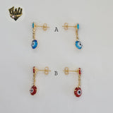 (1-1196) Gold Laminate - Evil Eye Earrings - BGF