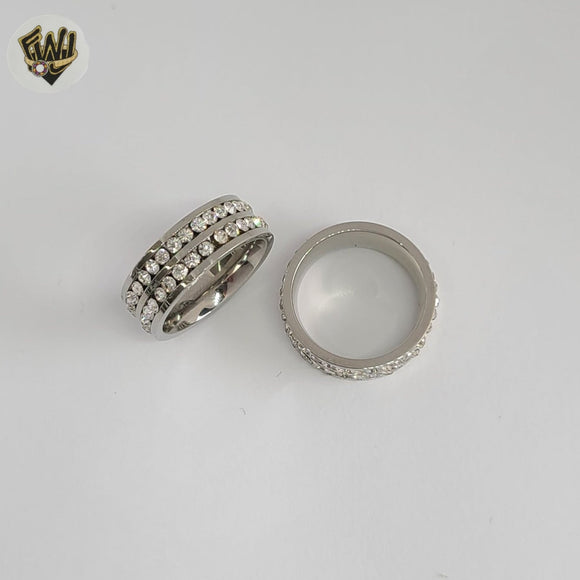 (4-0020-1) Stainless Steel - Zircon Band Ring.