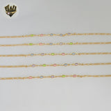 (1-0644-1) Gold Laminate - 2.5mm Link Multicolor Ovals Bracelet - 7.5" - BGF