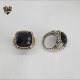 (4-0052-2) Stainless Steel - Black Stone Ring.