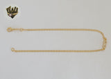 (1-0147) Laminado de oro - Tobillera infinita Mariner Link de 2 mm - 10" - BGF
