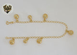 (1-0222) Laminado de Oro - Tobilleras con Bolas de 3mm - 10" - BGO