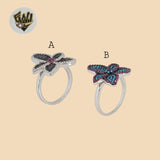 (2-5075-3) Plata de Ley 925 - Anillo Flor Multicolor con Circonitas.