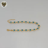 (1-0641) Gold Laminate - 6.5mm Evil Eye Bracelet - 7.5" - BGF