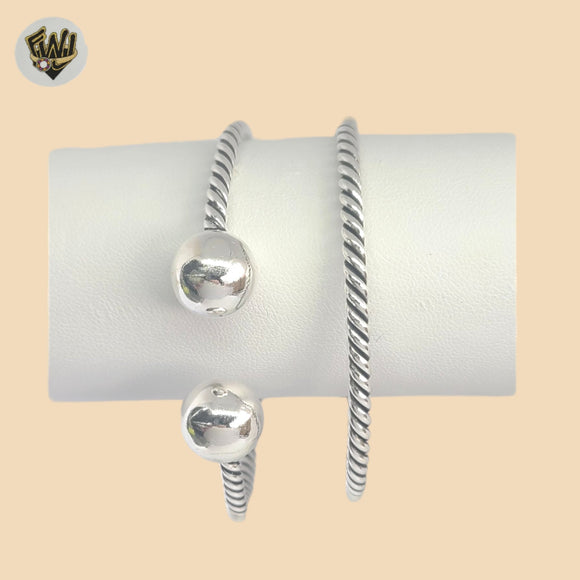 (2-0658) 925 Sterling Silver - 3mm Open Balls Bangle - 2.5
