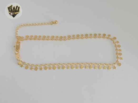 (1-0267) Gold Laminate - 6mm  Charms Anklet - 9.5