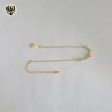 (1-0772) Laminado de oro - Brazalete de eslabones de bolas de 8 mm - 7" - BGO
