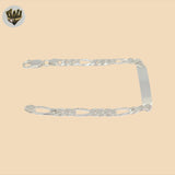 (2-0492) 925 Sterling Silver - 6.5mm Figaro Link Plate Bracelet - 8"