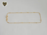 (1-0063) Gold Laminate - 1mm Box Link Stick Anklet - 10" - BGF