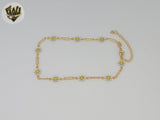 (1-0248) Gold Laminate -  Flowers Anklet - 10" - BGF