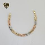(1-0818) Gold Laminate - 8mm Three Tones Curb Bracelet - 7.5" - BGO