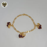 (1-0560-1) Gold Laminate - 4mm Link Elephants Bracelet - 7.5" - BGO