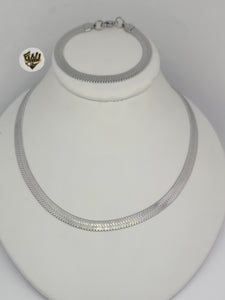 (4-7054-1) Stainless Steel - 7mm Herringbone Link Set - 18"