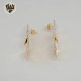 (1-1218-6) Laminado de Oro - Pendientes Doble Ondulado - BGF