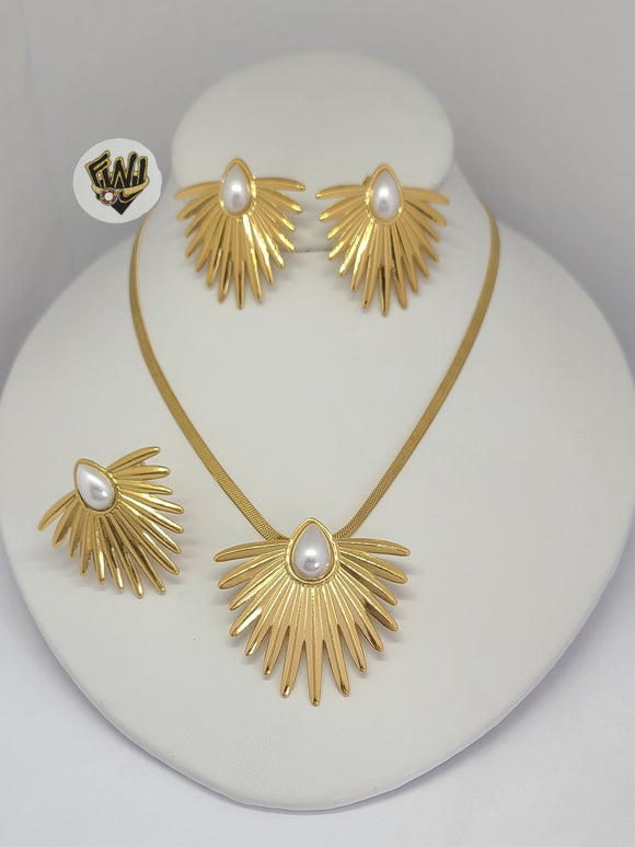 (4-7015) Stainless Steel - 3mm Teardrop Pearls Set - 17