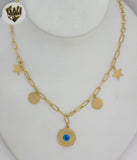 (4-7142) Stainless Steel - 4mm Evil Eye Necklace with Charms - 20".