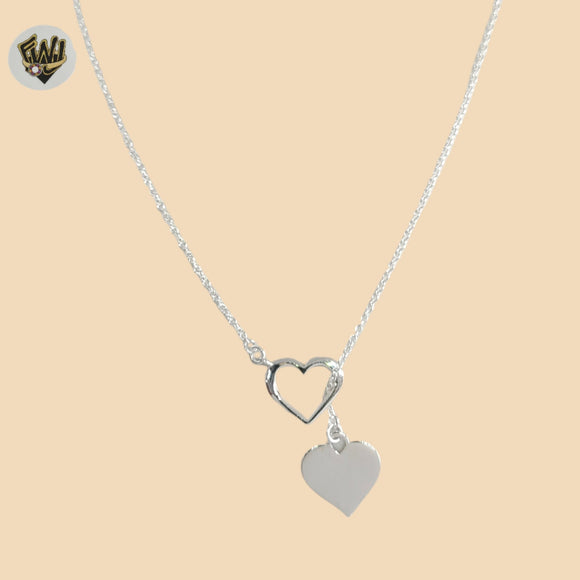 (2-66099) 925 Sterling Silver - 1.5mm Rolo Link Heart Necklace.