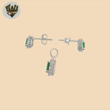(2-6334) 925 Sterling Silver - Green Zircon Set.