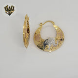 (1-2748) Gold Laminate - Three Tones Hoops - BGO