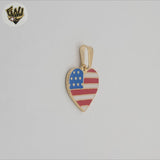(1-2323-3) Gold Laminate - American Flag Pendants - BGF