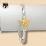(2-0684) 925 Sterling Silver - 4mm Two Tones Starfish Bangle.