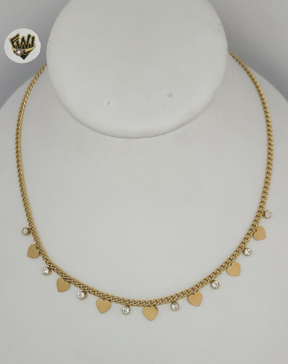 (4-7142) Acero inoxidable - Collar de mal de ojo de 4 mm con dijes - 20