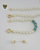 (MSET-37) Laminado Dorado - Conjunto de Perlas de Mallorca de 8 mm en Dos Colores - BGF