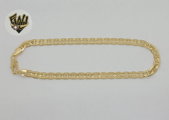 (1-0038) Gold Laminate - 5mm DC Flat Mariner Link Anklet - 10