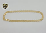(1-0038) Gold Laminate - 5mm DC Flat Mariner Link Anklet - 10" - BGF