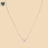(2-66040) Plata de ley 925 - Collar con placa de eslabones de caja de 1 mm.