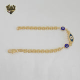 (1-0672-1) Gold Laminate - 4.4mm Evil Eye Link Bracelet - BGF