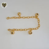 (1-0576) Gold Laminate - 5.5mm Link Bells Bracelet - 7.5" - BGO