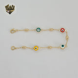 (1-0711-2) Gold Laminate - 7mm Evil Eye Bracelet - 7" - BGO