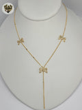 (1-6095-1) Gold Laminate - 1mm Link Bow Lariat Necklace - BGF