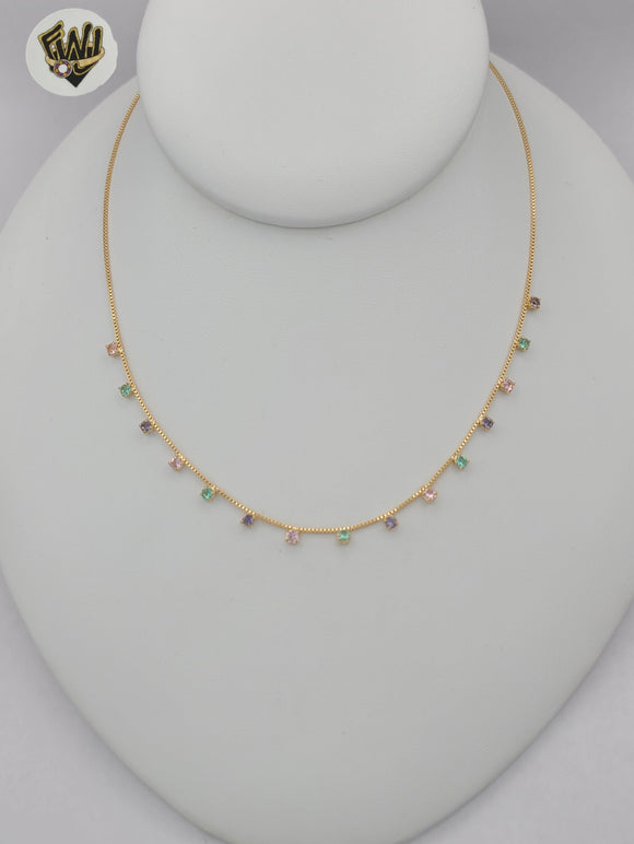 (1-6520-2) Laminado de oro - Collar de perlas con eslabones Rolo y clip de papel - BGF