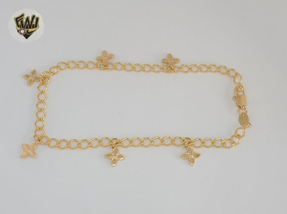(1-0167) Gold Laminate - 4.5mm Link Charms Anklet - 10