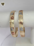 (1-4014-1) Gold Laminate - 10mm Three Tones Butterflies Bangles - BGO
