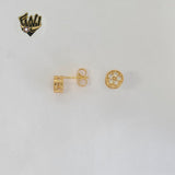 (1-1161-2) Gold Laminate - Zircon Round Stud Earrings - BGO