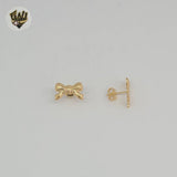 (1-1140-1) Gold Laminate -  Bow Stud Earrings - BGF