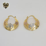 (1-2748) Gold Laminate - Three Tones Hoops - BGO