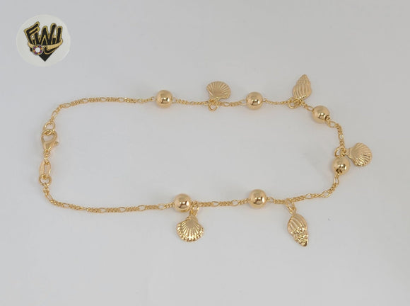 (1-0209) Gold Laminate - Shell Anklet - 10