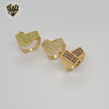 (1-3050-7) Anillo de circonitas de colores laminado en oro - BGO