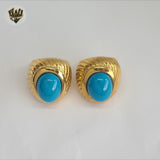 (4-0052) Stainless Steel - Blue Stone Ring.