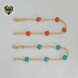 (1-0754) Gold Laminate - 3mm Flower Link Bracelet - 7.5" - BGF