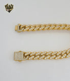 (4-7157) Stainless Steel - 12mm Zircon Curb Link Necklace - 24"