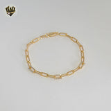 (1-0752) Gold Laminate - 4mm Paper Clip Zircon Bracelet - 7” - BGF