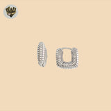 (2-4073) 925 Sterling Silver - Carved Squared Huggies.